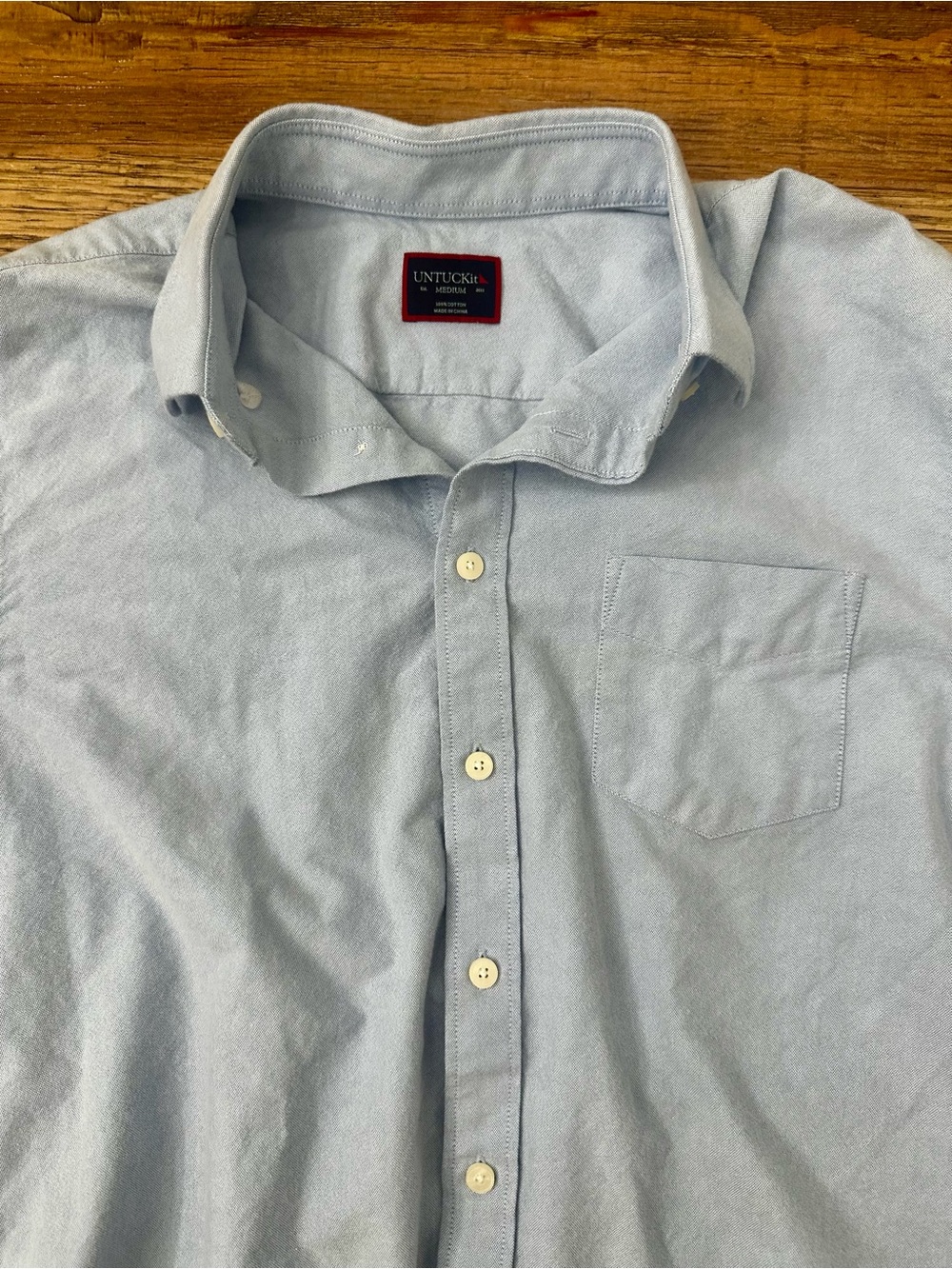 UNTUCKit Light Blue Oxford Button-Down Shirt with Chest Pocket